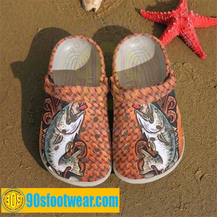 Crocs outfit - fishing crocs – vintage pattern bass fishing custom classic clog - 715 Crocs Outfit