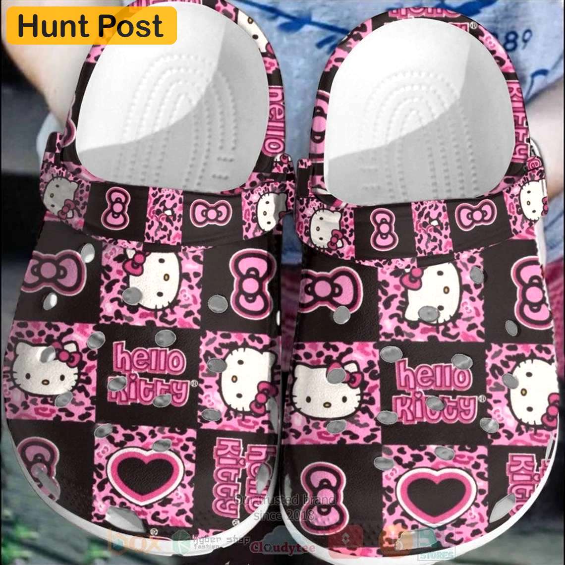 Crocs outfit - hello kitty pattern black & pink crocs clogs crocband shoes - 1218 Crocs Outfit