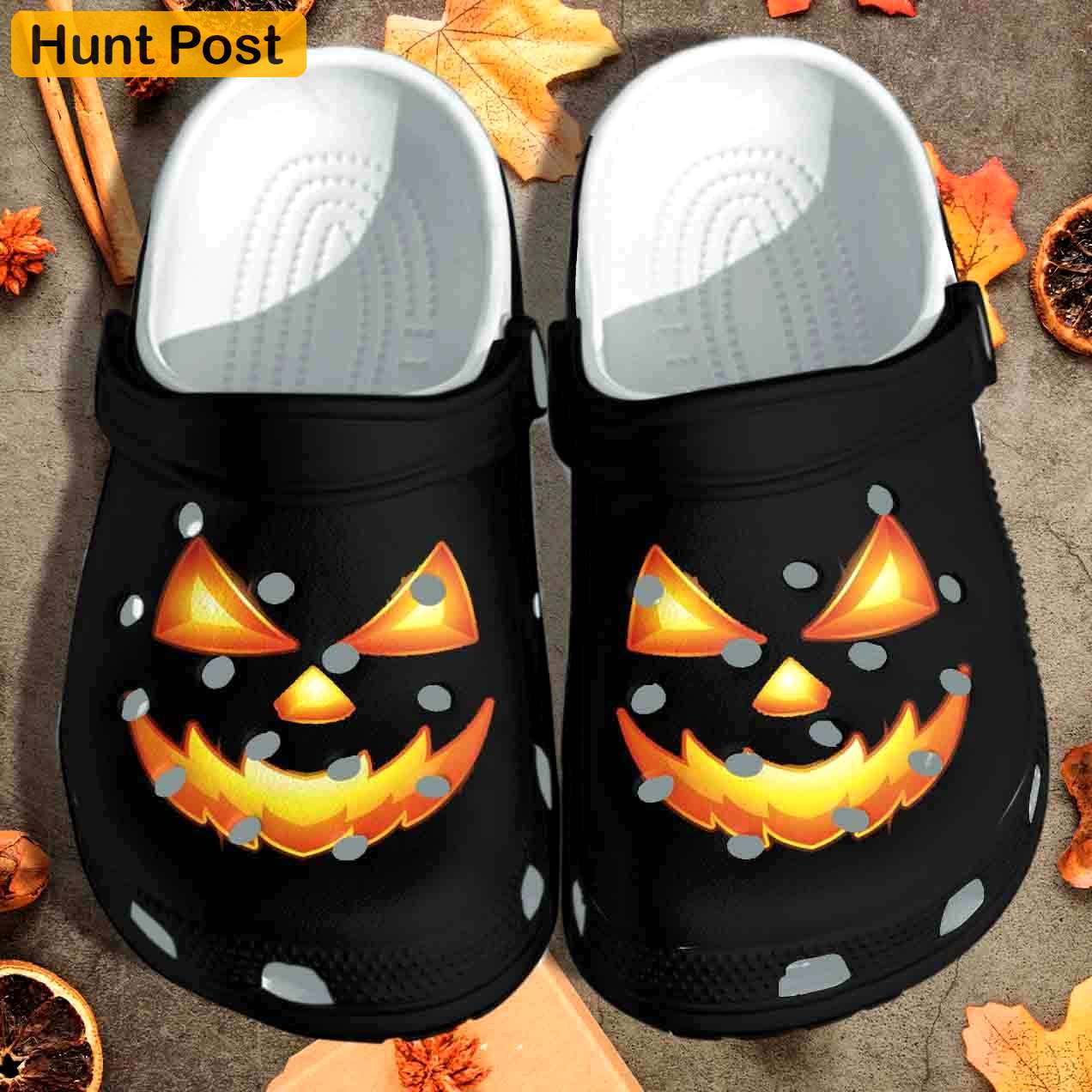 Crocs outfit - horror pumpkin face black crocs clogs crocband shoes - 1267 Crocs Outfit