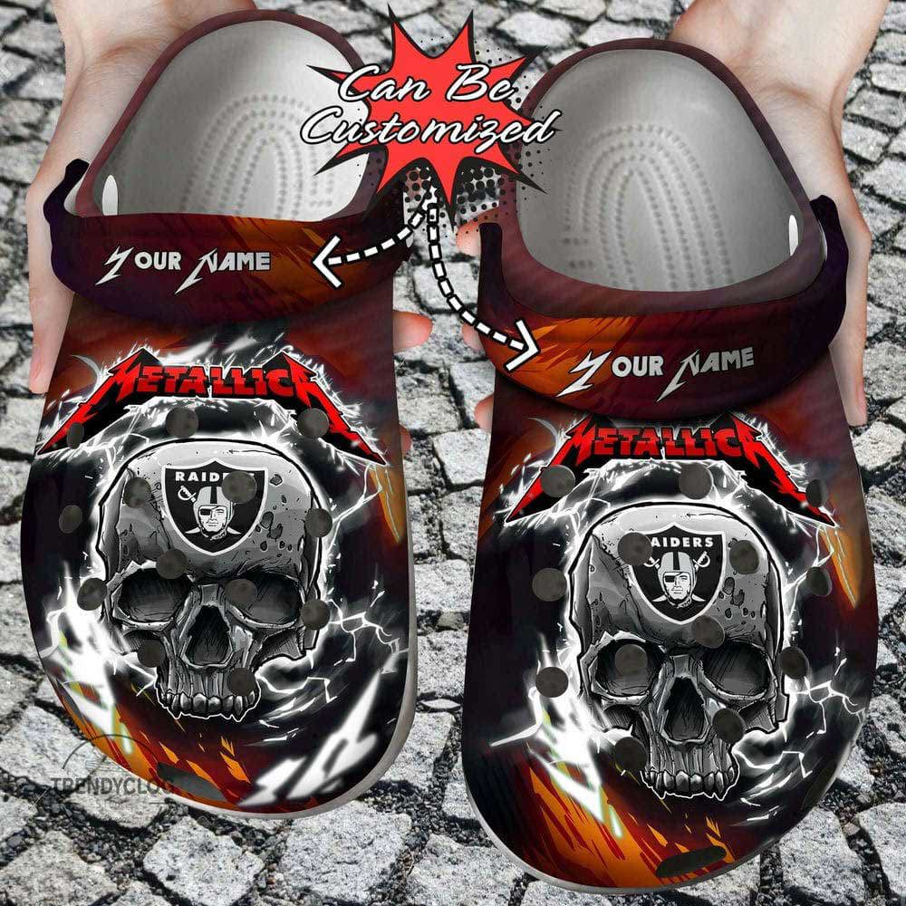 Crocs outfit - las vegas raiders crocs personalized skull lightning metallica clogs crocband shoes - 1349 Crocs Outfit