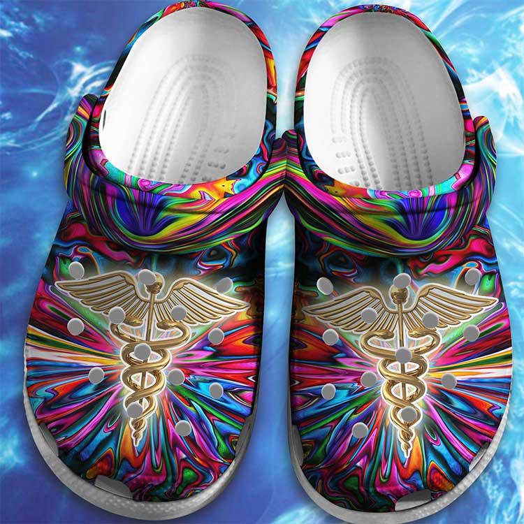 Crocs outfit - nurse hippie trippy psychedelic clogs crocs shoes - 1539 Crocs Outfit