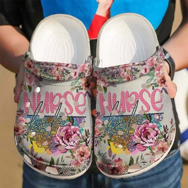 Crocs outfit - nurse life floral crocs clog shoes - 1546 Crocs Outfit