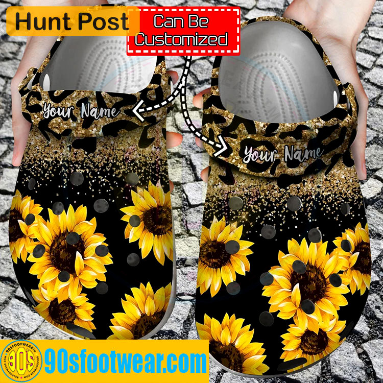 Crocs outfit - personalized crocs with sunflowers glitter leopard sunflowers custom classic clog - 1691 Crocs Outfit