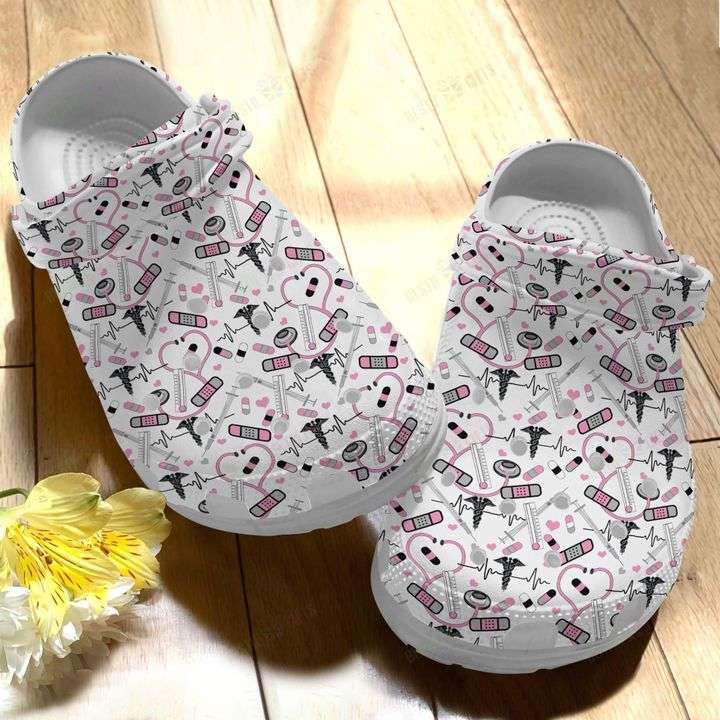 Crocs outfit - pink nurse pattern crocs crocband clog shoes for men women - 1875 Crocs Outfit