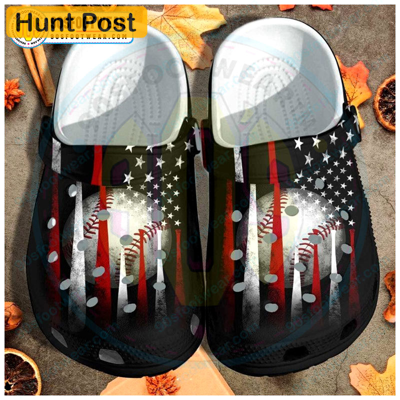 Crocs outfit - usa flag 4th of july american pride funny baseball crocs - 2240 Crocs Outfit