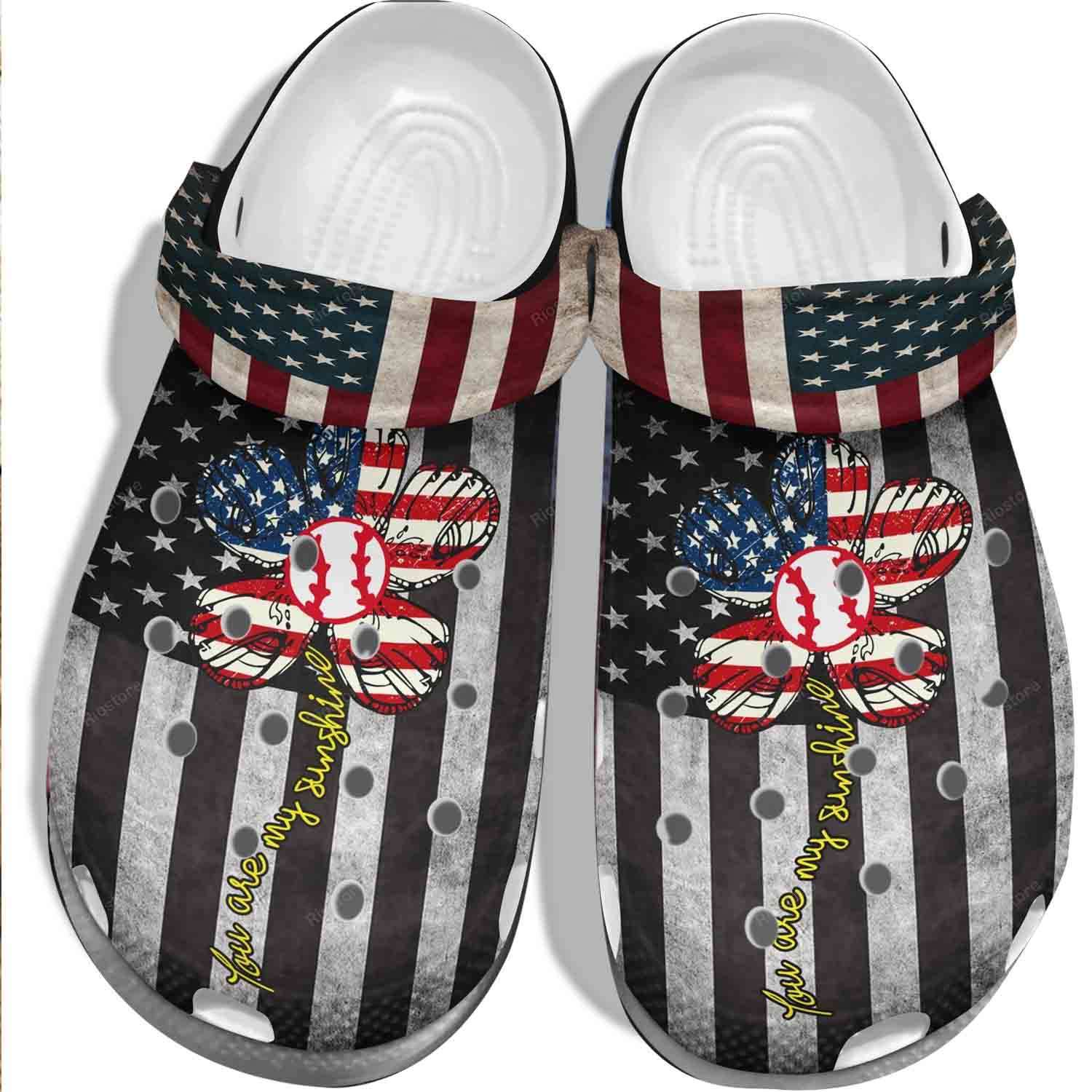 Crocs outfit - usa flag baseball you are my sunshine 4th of july crocs crocband clogs - 2242 Crocs Outfit