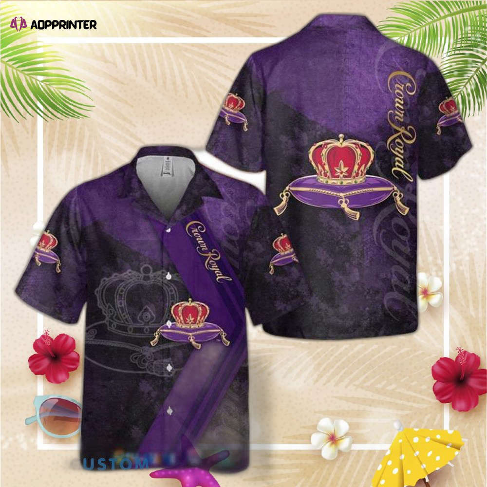 Crown royal hawaiian graphic print tropical style black  aop hawaiian shirt for men women Hawaii Shirt
