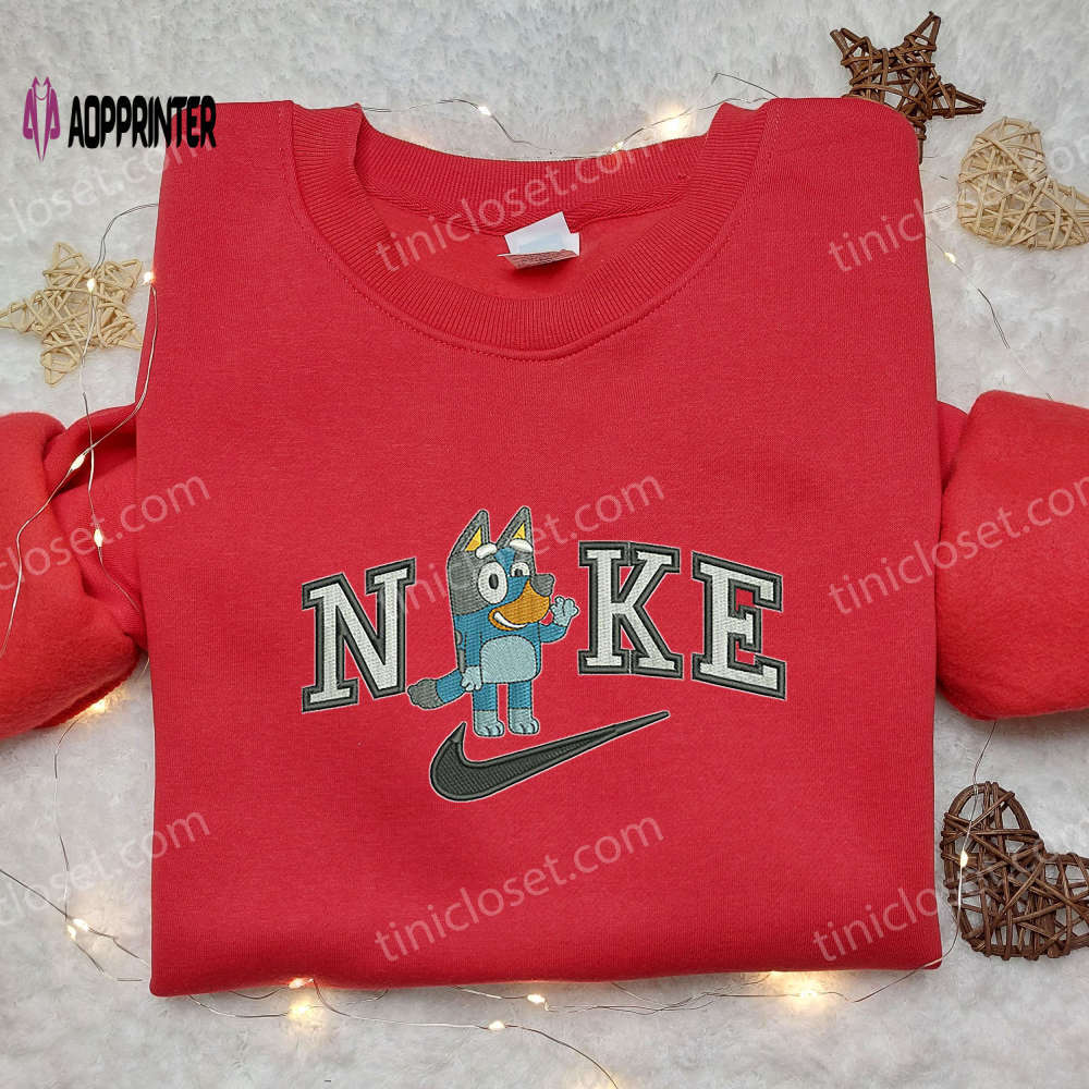 Custom bluey hi x nike embroidered shirt – unique stylish nike shirt Embroidered Shirt
