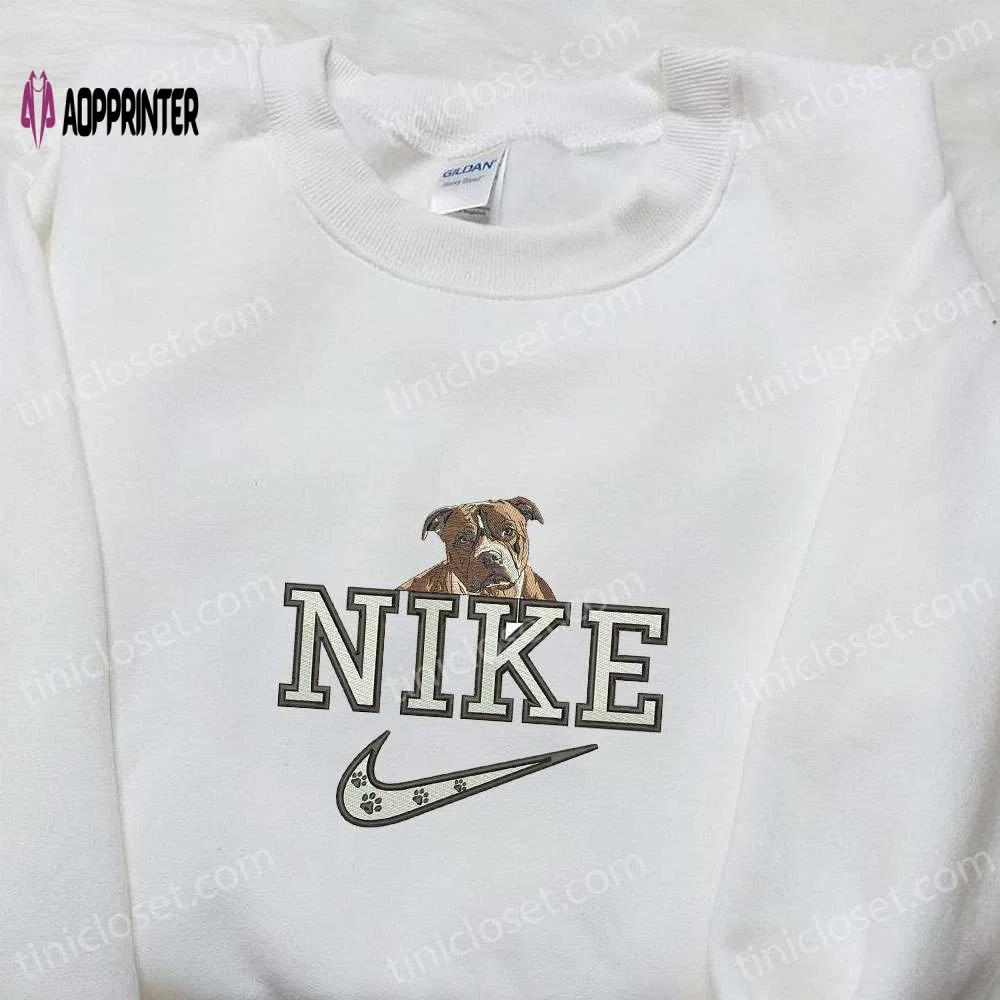 Custom boxer dog x nike embroidered shirt: perfect birthday gift idea with animal nike design Embroidered Shirt