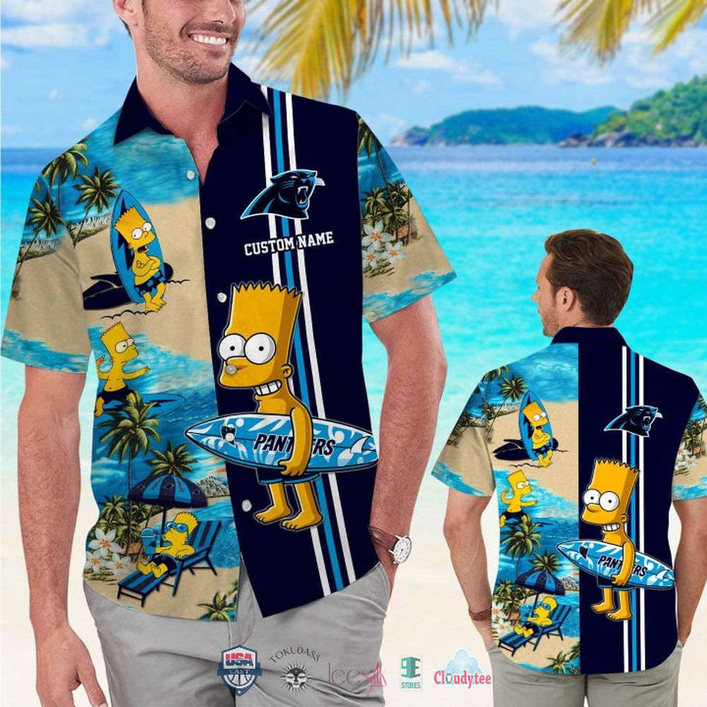 Custom name carolina panthers bart simpson hawaiian shirt for men women Hawaii Shirt