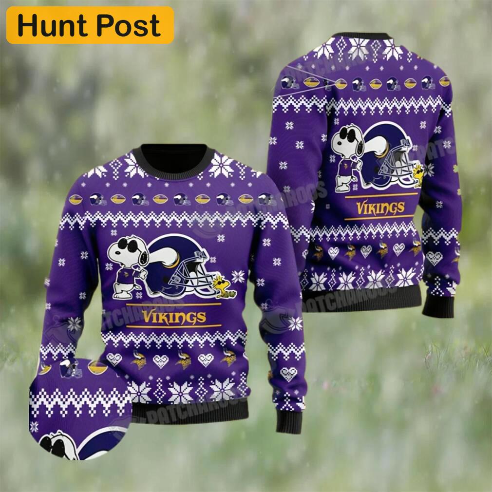 Cute the snoopy football helmet 3d minnesota vikings ugly christmas sweater Christmas Ugly Sweater