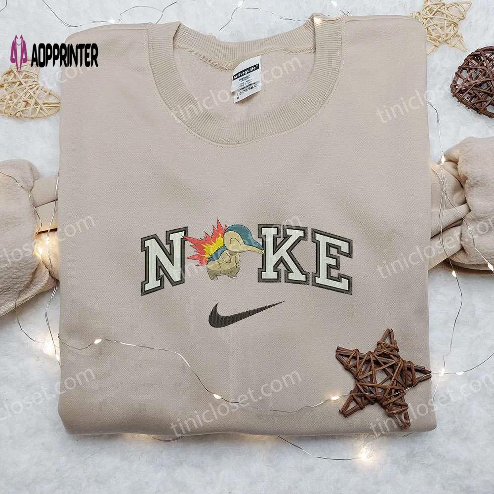 Cyndaquil x nike embroidered shirt: pokemon customized design for ultimate style Embroidered Shirt