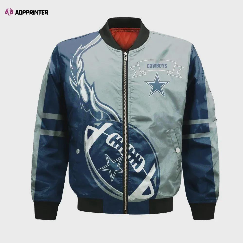 Dallas cowboys bomber jacket 3d printed flame ball pattern Bomber Jacket