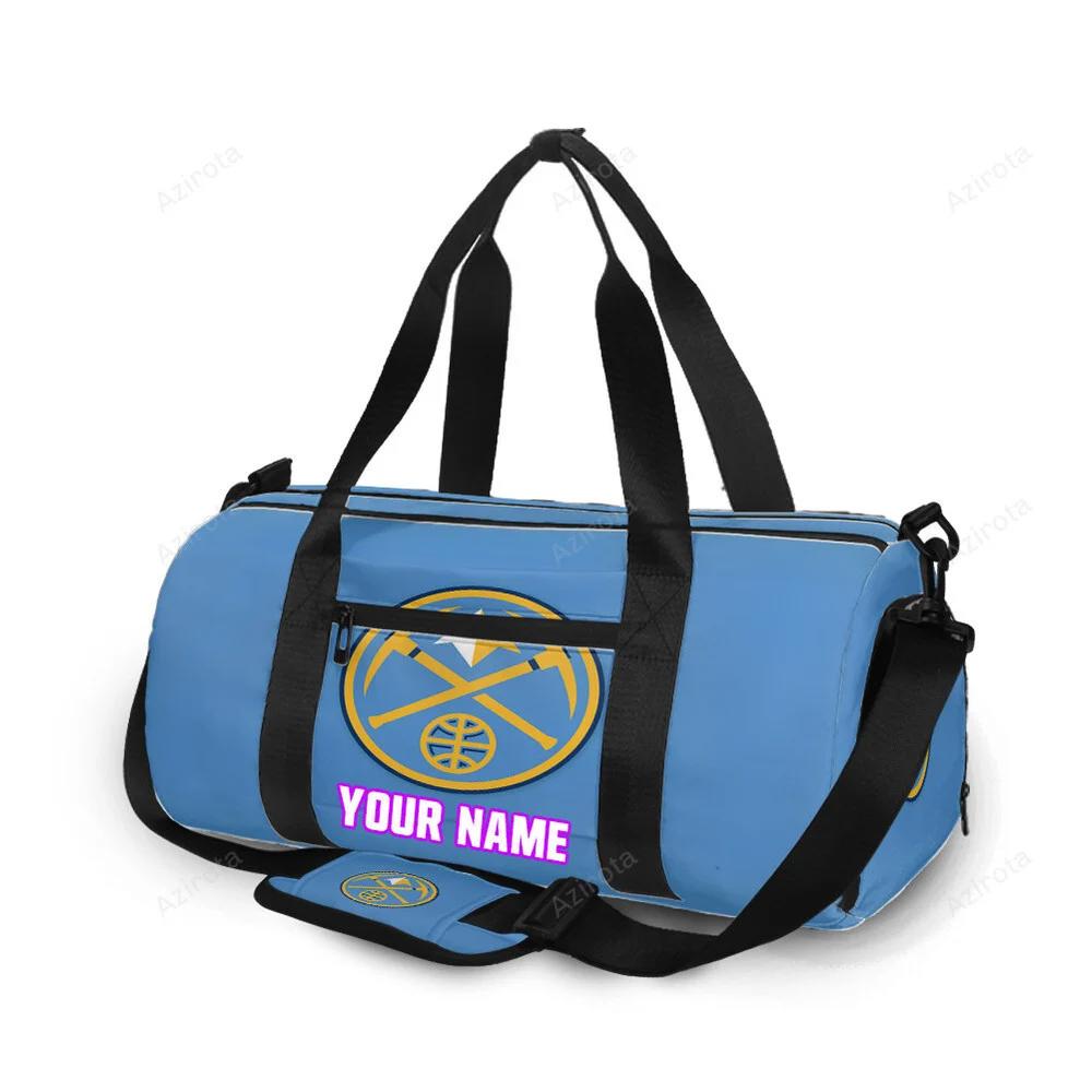 Denver nuggets blue wood personalized name travel bag gym bag 275 Travel Bag