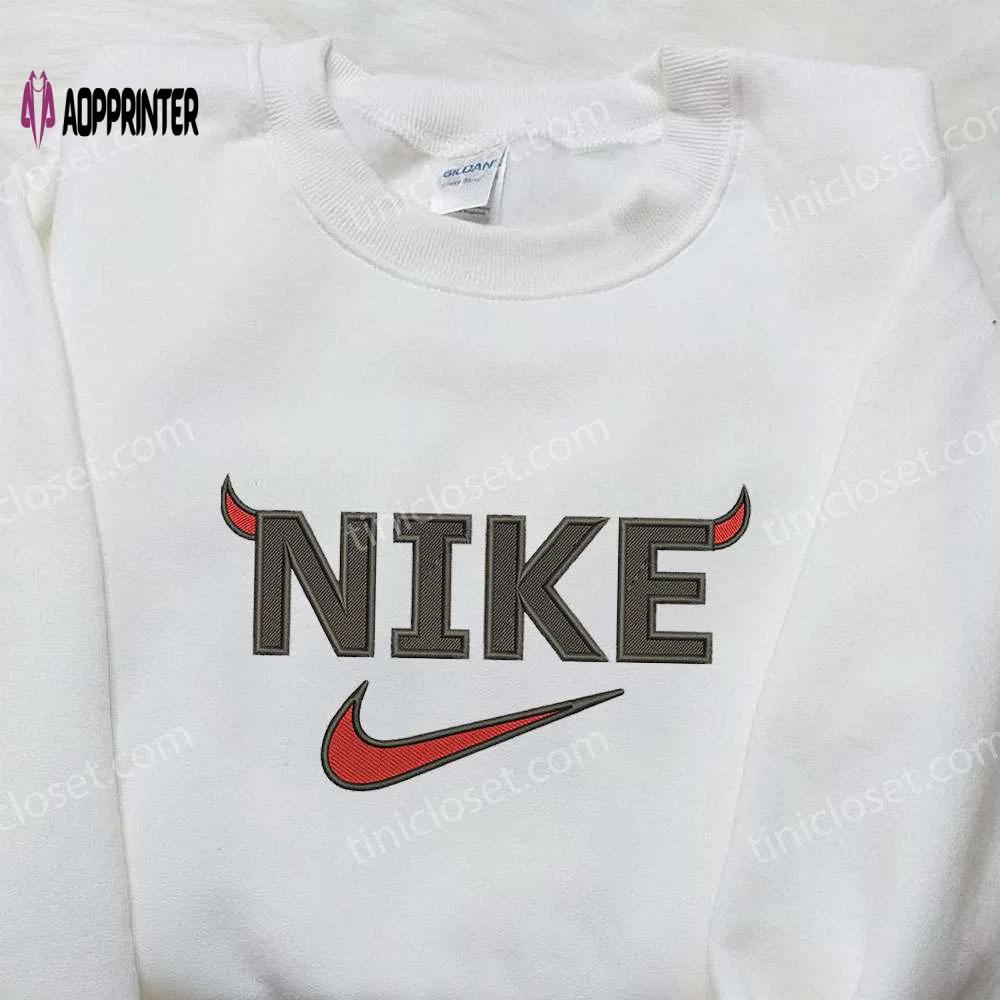 Devil x nike halloween embroidered shirt – custom design for spooky style Embroidered Shirt