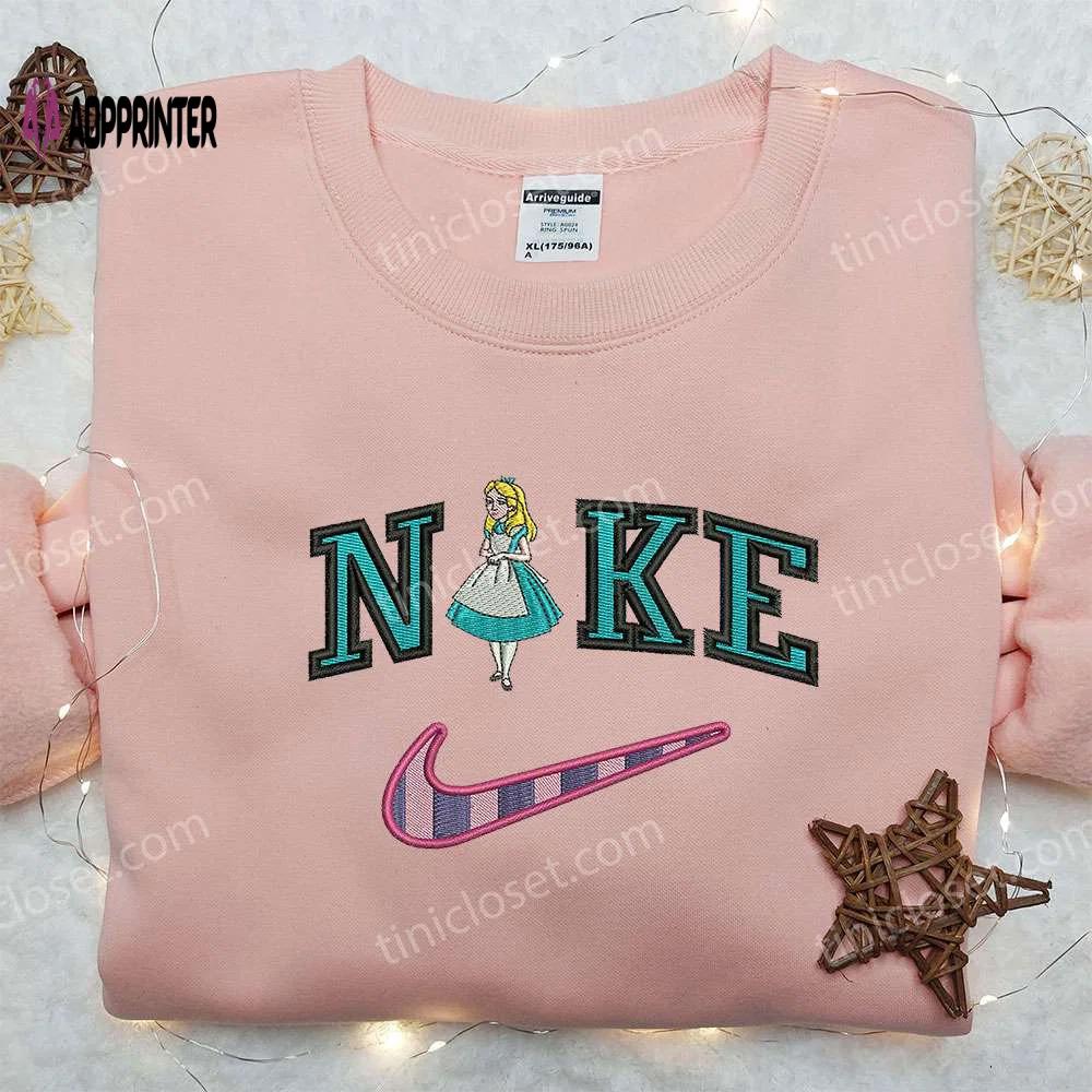 Disney alice x nike embroidered shirt: alice in wonderland inspired disney shirt Embroidered Shirt