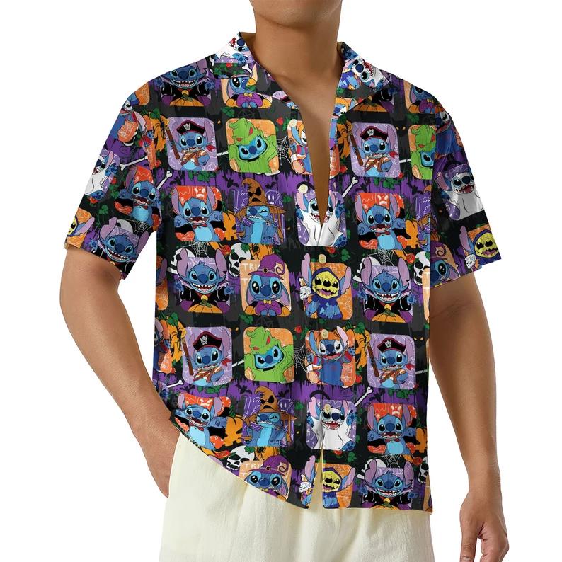 Disney scary stitch hawaiian shirt Hawaii Shirt Shorts & Flip Flops