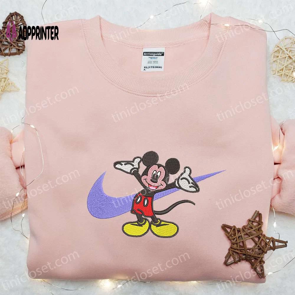 Disney x nike: mickey mouse embroidered hoodie & cartoon shirt nike inspired characters Embroidered Shirt