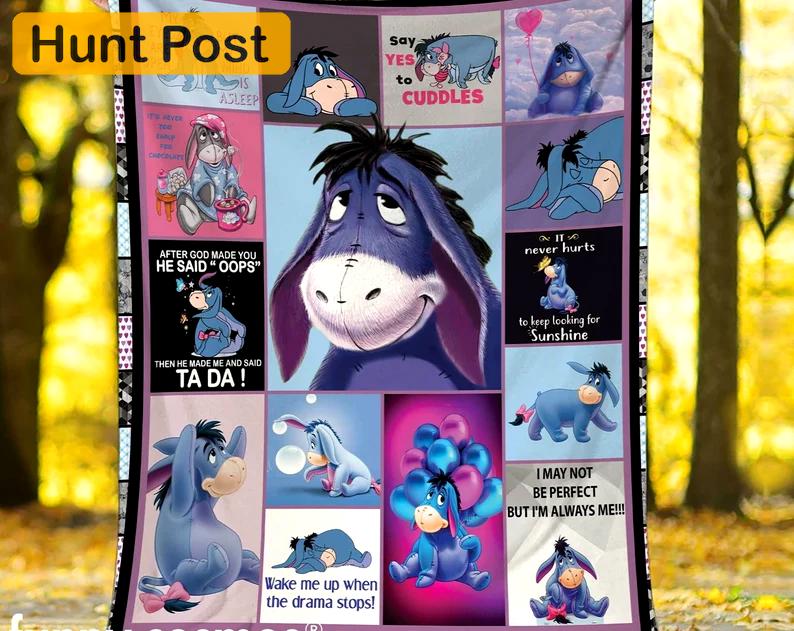 Eeyore fleece blanket, eeyore quotes throw blanket for couch sofa, pooh and friends blanket, christmas gift Quilt Blanket