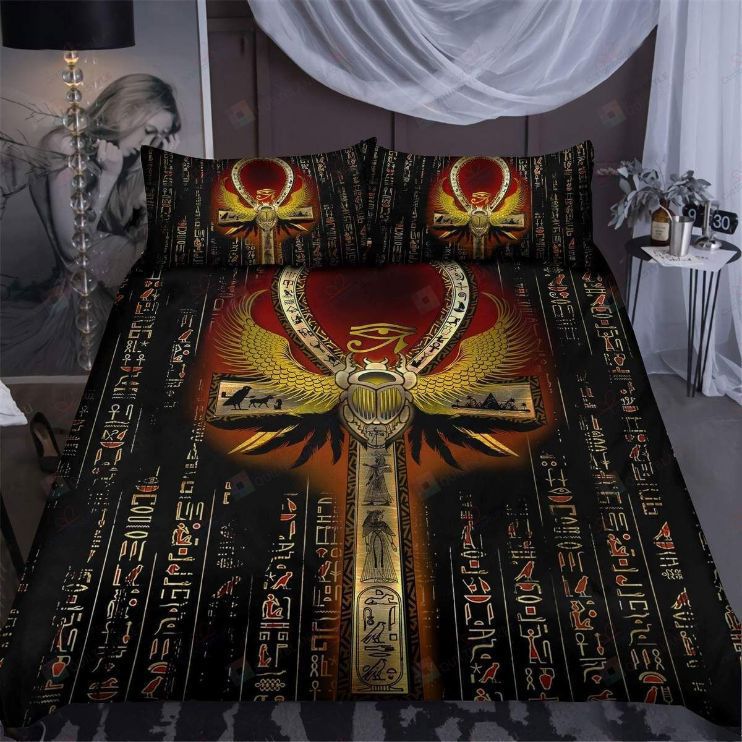 Egyptian ankh scarab bedding set Bedding Sets