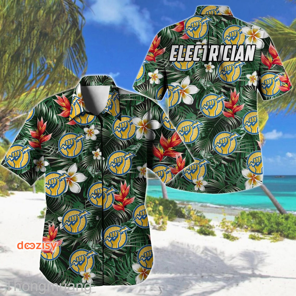 Electrician 3d hawaiian shirt Hawaii Shirt Shorts & Flip Flops