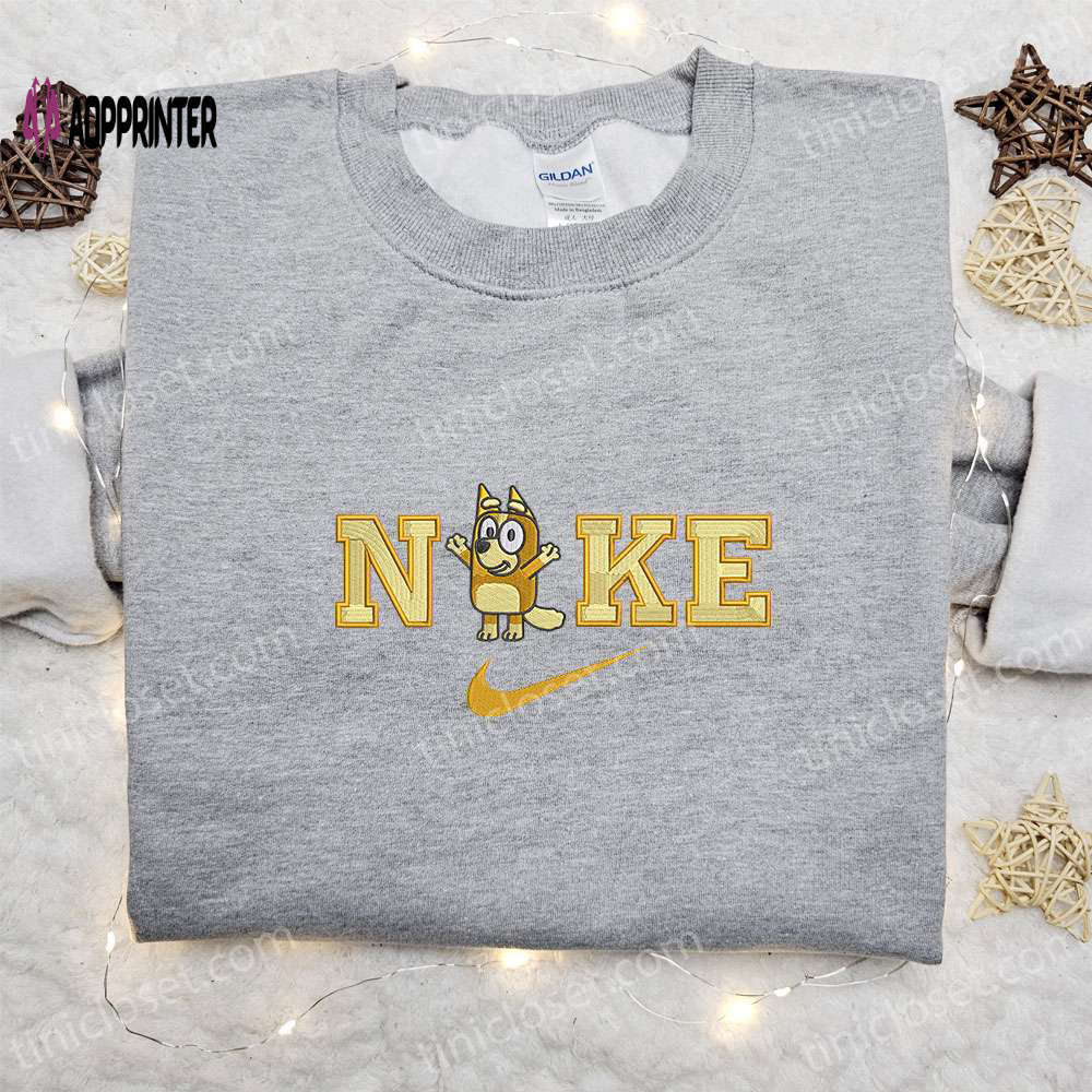 Embroidered bingo x nike cartoon hoodie & bluey shirt – nike inspired fashion Embroidered Shirt
