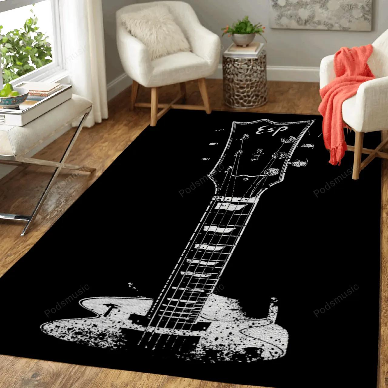 Esp eclipse guitars music art for fans area rug living room carpet rug regtangle carpet floor decor home decor Rectangle Rug