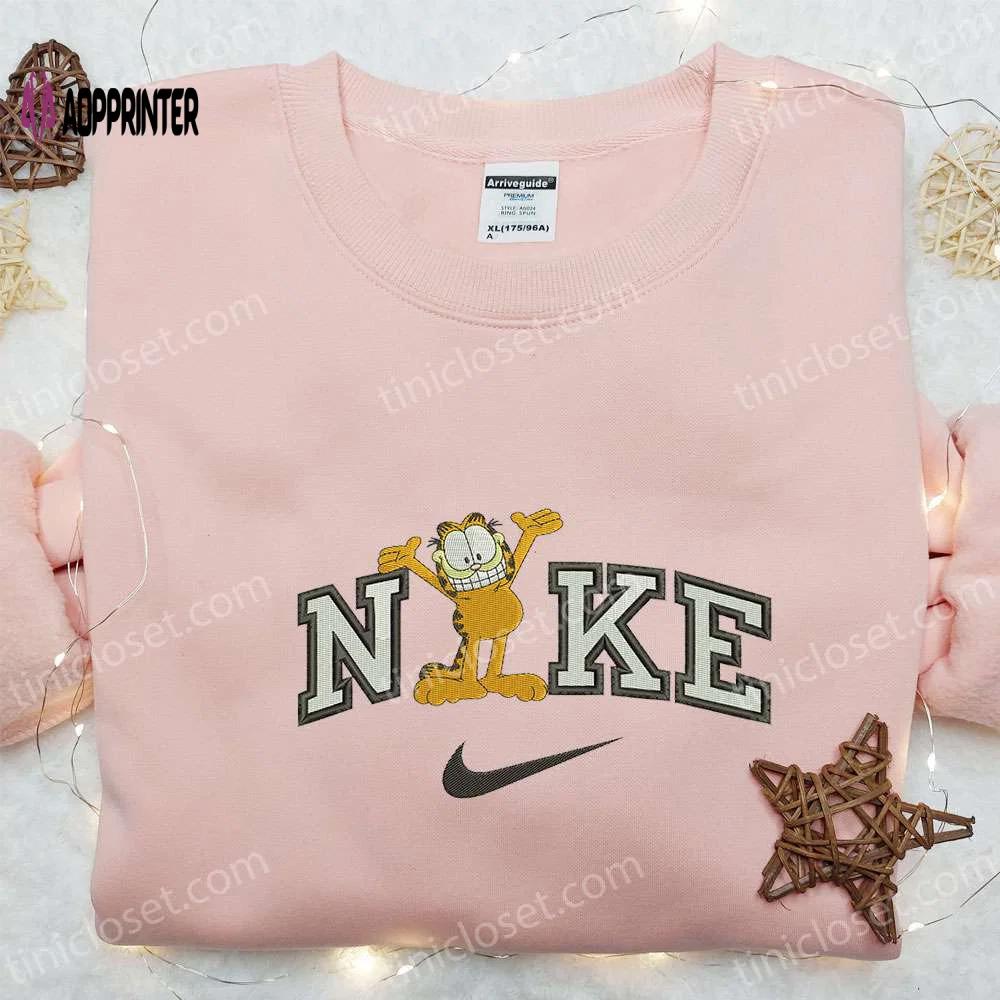 Exclusive garfield x nike cartoon embroidered shirt – unite with garfield and friends in this nike inspired design Embroidered Shirt
