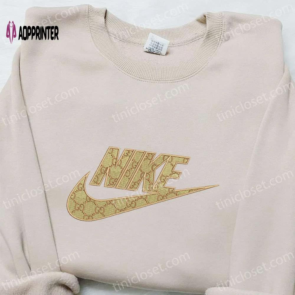 Exclusive gucci x nike embroidered shirt hoodie & custom t-shirt – nike inspired collection Embroidered Shirt