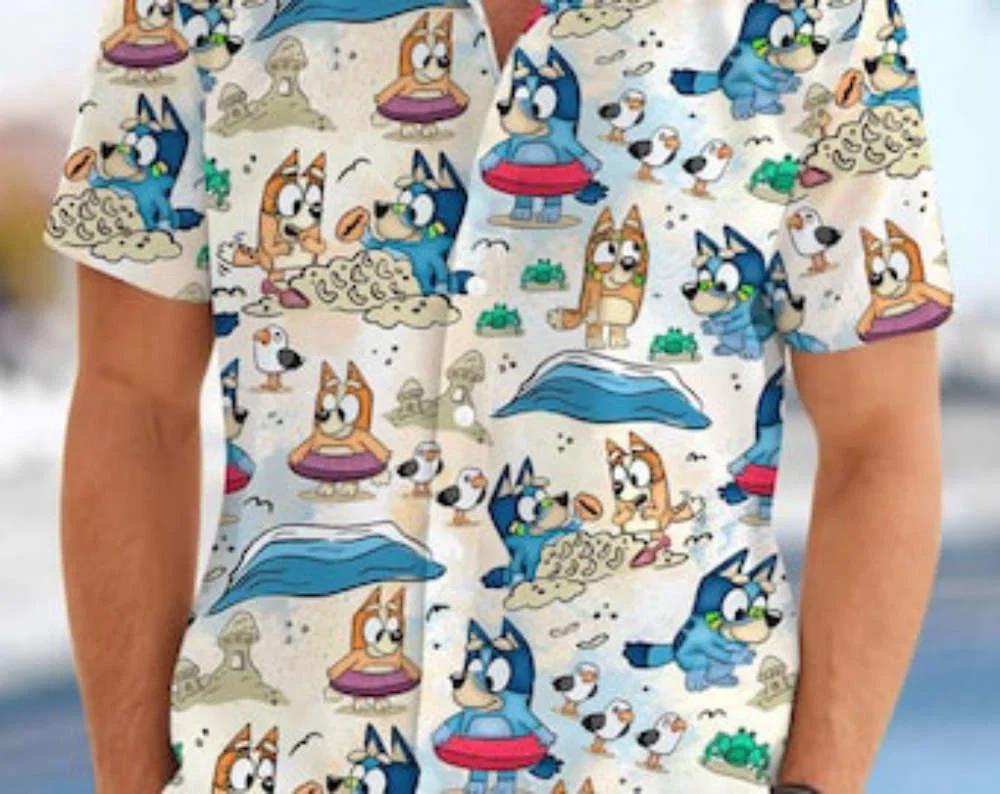 Father day bluey sandcastles and crabs beach printed hawaiian shirt Hawaii Shirt