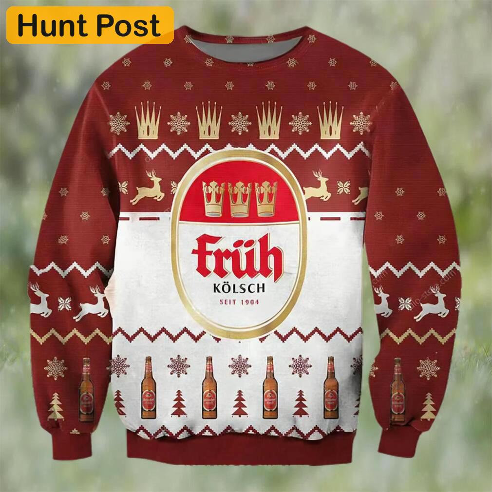 Fruh kolsch 1904 beer ugly christmas sweater, faux wool sweater, gifts for beer lovers, international beer day, best christmas gifts for 2022 ? prinvity Christmas Ugly Sweater