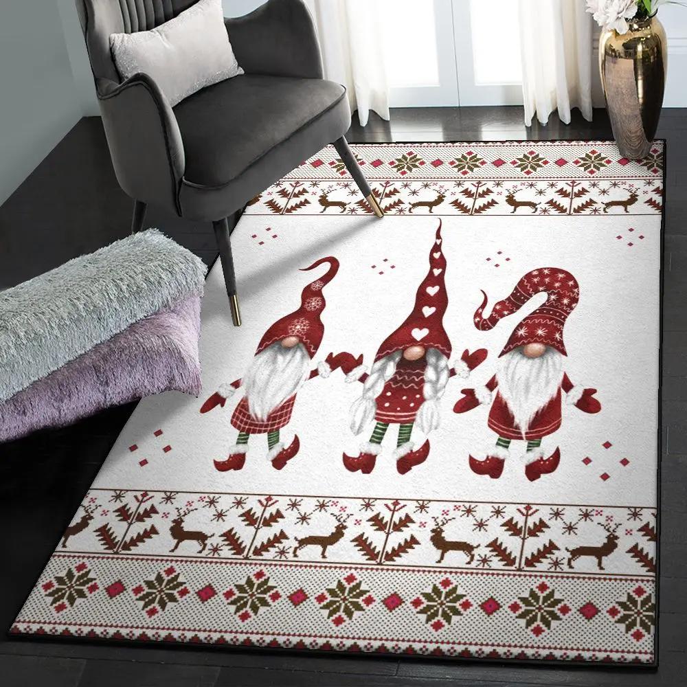 Garden gnomes dining room rug, christmas gnomes rug Rectangle Rug