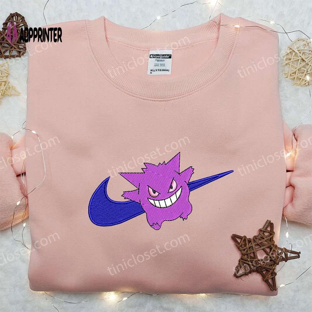 Gengar smile x nike embroidered shirt – custom pokemon apparel Embroidered Shirt