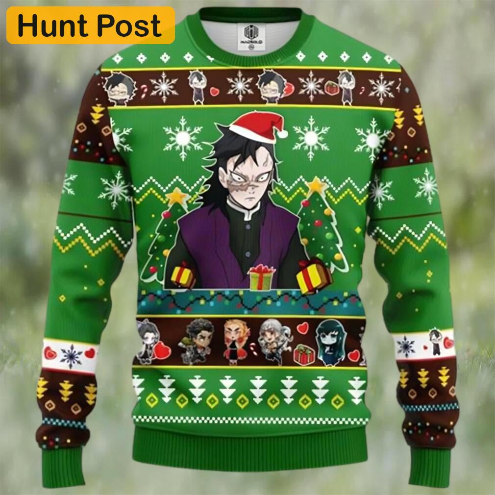Genya shinazugawa demon slayer chibi demon slayer ugly christmas sweater Christmas Ugly Sweater