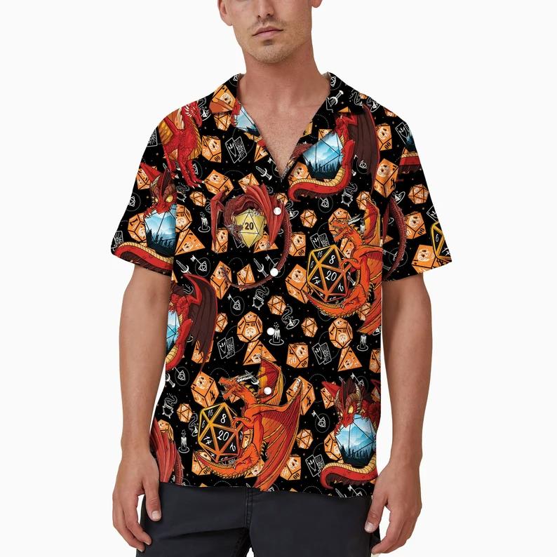 Geometric dnd hawaiian shirt Hawaii Shirt Shorts & Flip Flops