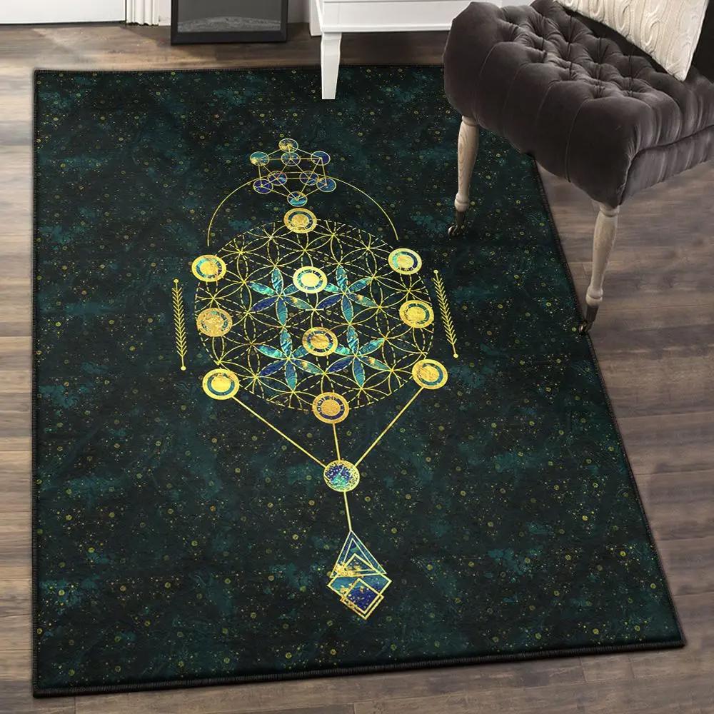 Geometry math indoor outdoor rugs, decorative sacred geometry symbol rug Rectangle Rug