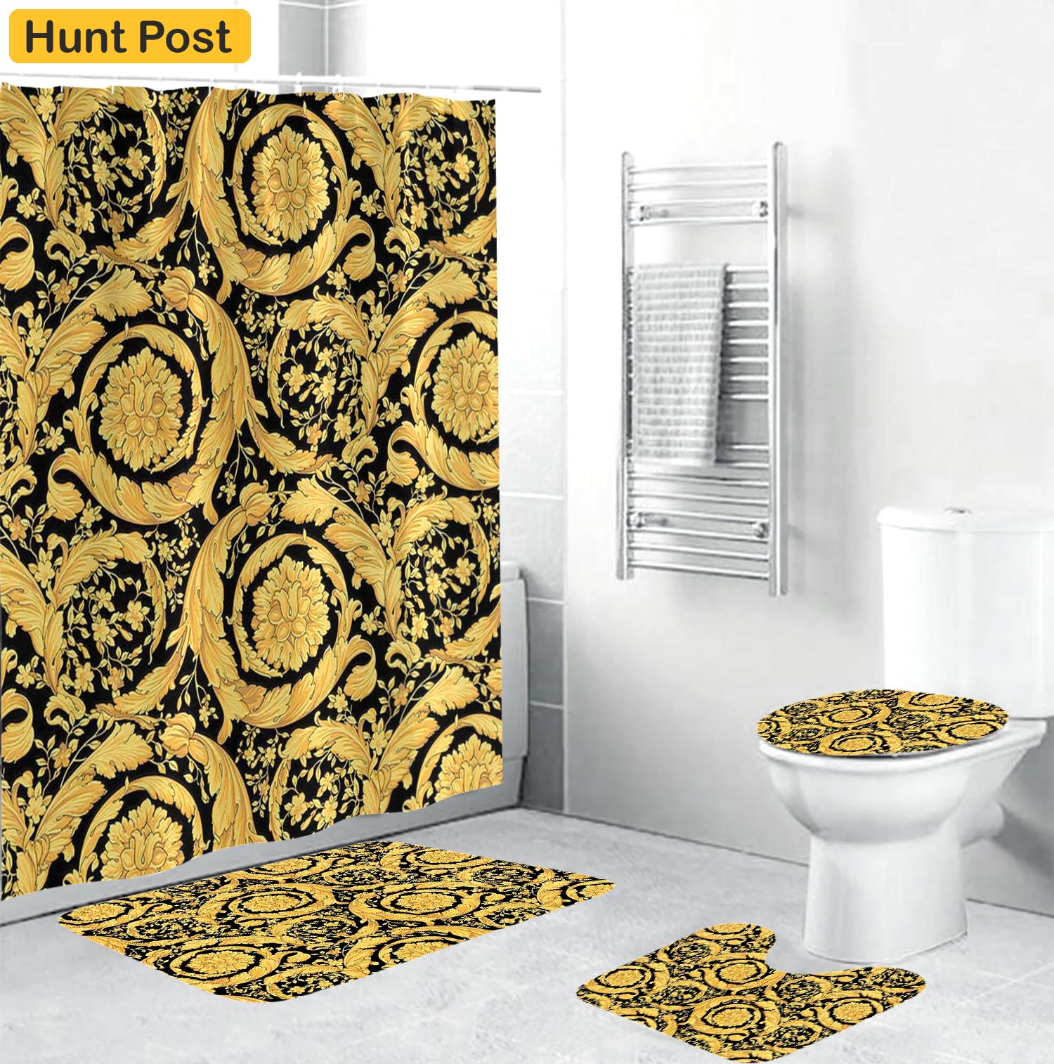 Gianni versace gold bathroom sets luxury fashion brand bath mat hypebeast home decor Bathroom Set