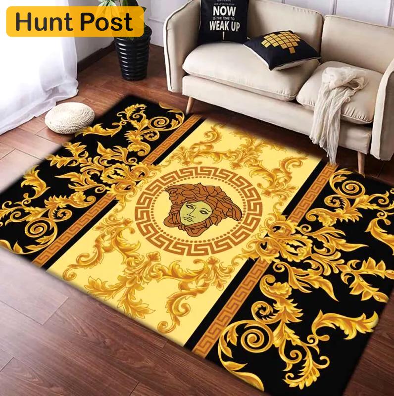 Gianni versace gold logo type 260. Upgrade Your Living Room with Luxury Home Decor: Area Carpets, Floor Decor, Door Mats, and Hot Gift Items with style a High-End Fashion Brand Rectangle Rug