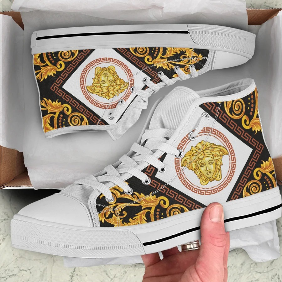 Gianni versace luxury gold high top canvas shoes sneakers hot best for men women hot 2023 63 High Top Canvas Shoes