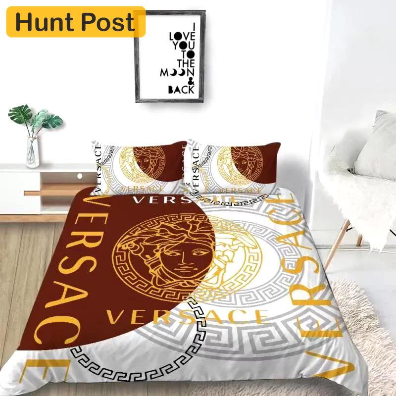 Gianni versace new logo luxury brand bedding sets bedspread duvet cover set, bedroom decor , thanksgiving decorations for home best luxury bed sets gift thankgivings and christmas Bedding Sets