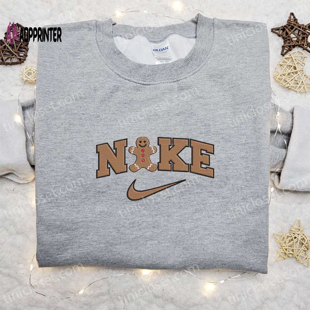Gingerbread x nike embroidered sweatshirt: best christmas gift for family Embroidered Shirt
