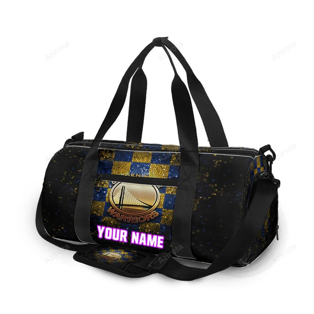 Golden state warriors emblem texture pattern2 personalized name travel bag gym bag 1192 Travel Bag