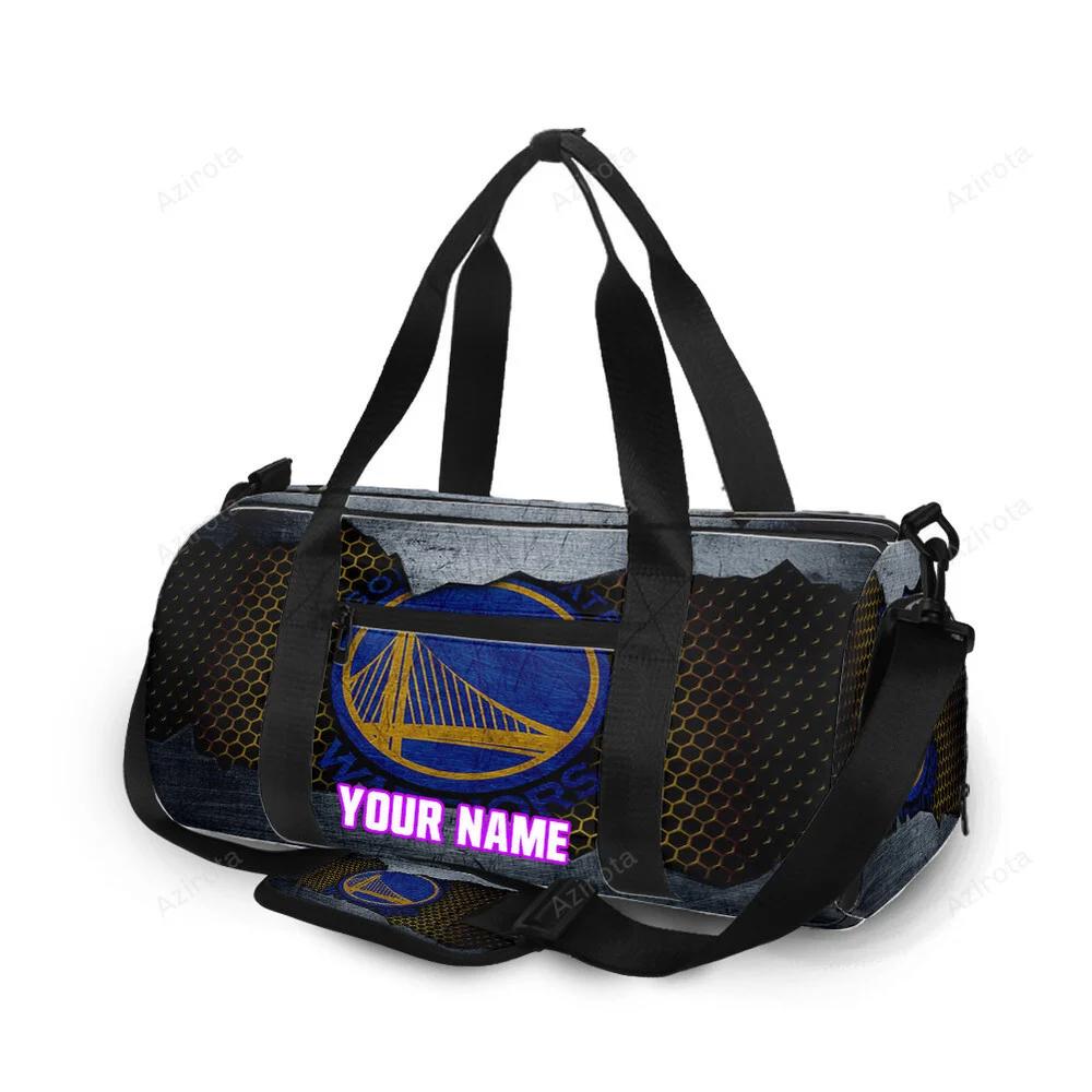 Golden state warriors emblem texture4 pattern metal personalized name travel bag gym bag 636 Travel Bag