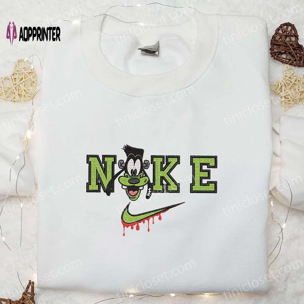 Goofy frankenstein x nike embroidered hoodie & shirt: best halloween gift ideas Embroidered Shirt