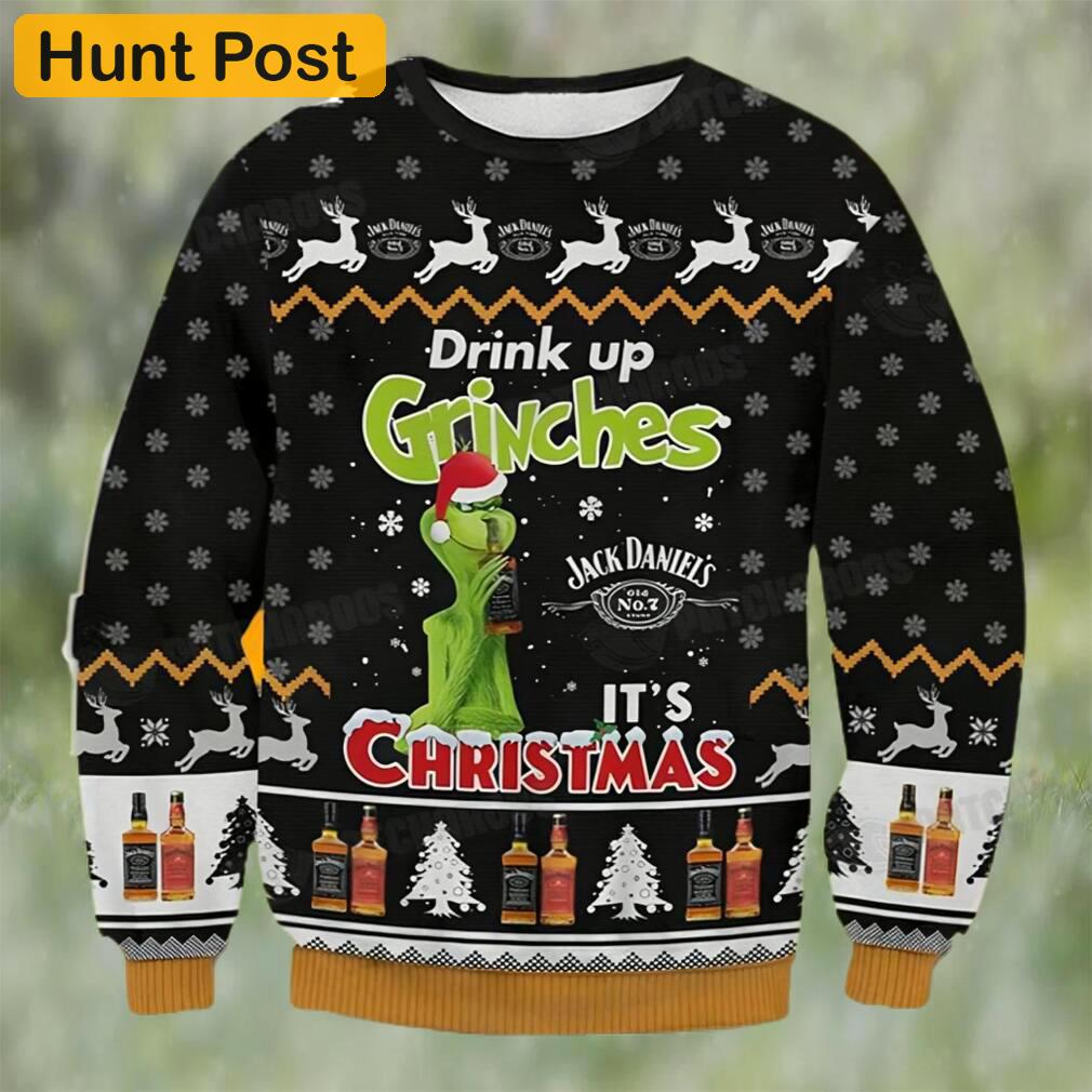 Grinch drink up ugly christmas sweater 3d funny gift Christmas Ugly Sweater