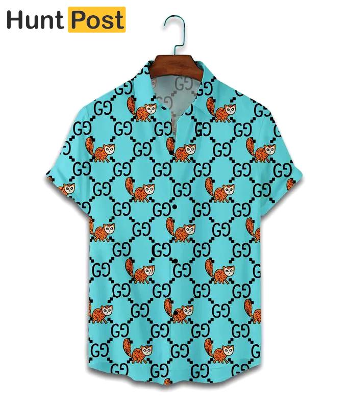 Gucci animal blue luxury brand fashion hawaii shirt for men 8 Hawaii Shirt