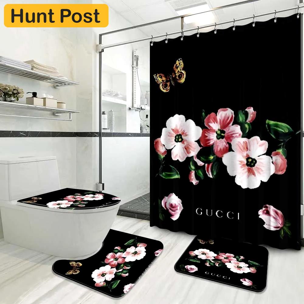 Gucci bathroom set luxury shower curtain waterproof luxury brand with logo gucci 11 155 Bathroom Set