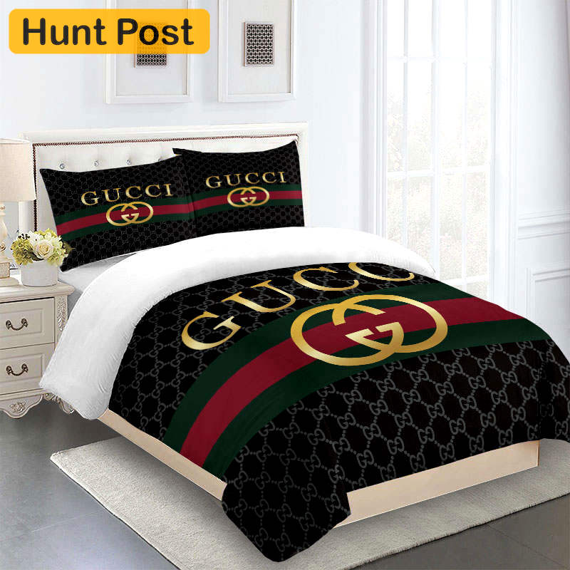 Gucci bedding set black and gold luxury bed sheets  home decoration Bedding Sets