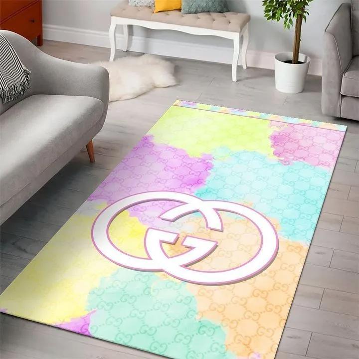 Gucci colorful logo type 281. Upgrade Your Living Room with Luxury Home Decor: Area Carpets, Floor Decor, Door Mats, and Hot Gift Items with style a High-End Fashion Brand Rectangle Rug