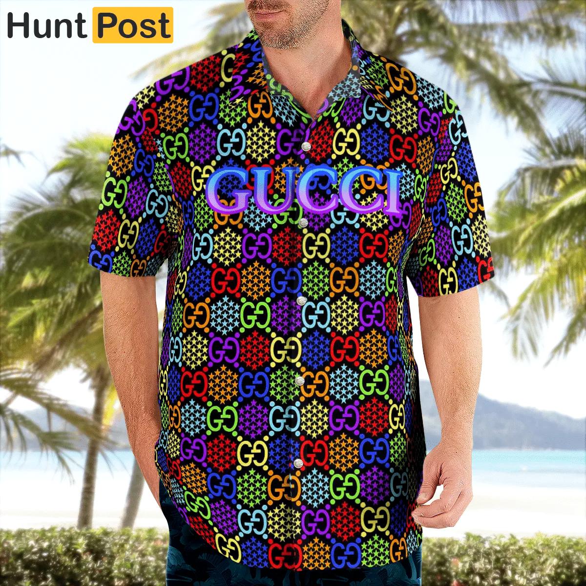 Gucci colorful luxury brand premium fashion hawaii shirt for men 20 Hawaii Shirt